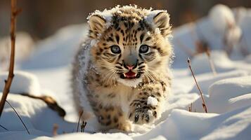 bebê neve leopardo, ai gerado foto