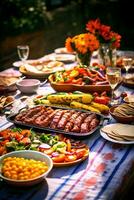 capturando família amor durante uma hispânico herança evento e delicioso Comida - ai gerado foto