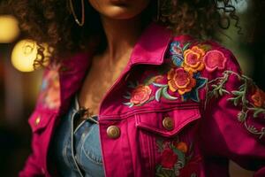 Rosa paleta jeans estilo para mulheres - ai gerado foto