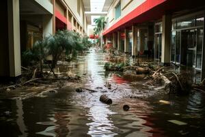 situação inundação dentro Shopping iniciando cenários profissional publicidade fotografia ai gerado foto