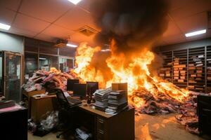 situação escritório fogo iniciando cenários profissional publicidade fotografia ai gerado foto