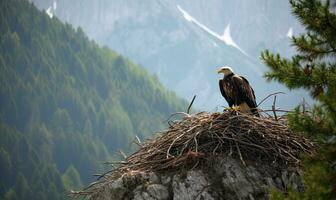 a montanha oferecido a perfeito santuário para a da águia ninho criando usando generativo ai Ferramentas foto