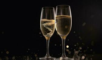a comemorar Novo ano véspera com champanhe e uma torrada criando usando generativo ai Ferramentas foto