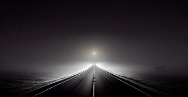 asfalto estrada alongamento para dentro a distância, noite panorama - ai gerado imagem foto