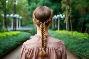 mulheres trança cabelo Faz Veja a partir de costas profissional publicidade fotografia ai generativo foto