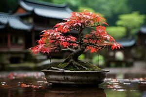 tradicional japonês bonsai plantar arte ai gerado foto