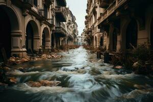 situação inundação dentro a cidade iniciando cenários profissional publicidade fotografia ai gerado foto