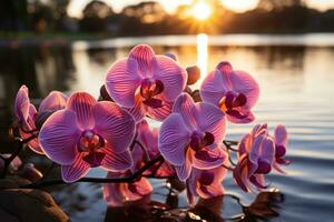 orquídeas dentro floresta natureza panorama ai gerado foto