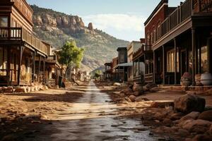 velho oeste Cidade Onde cowboys viver ai gerado foto