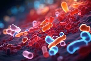bactérias dentro microscópico Visão ai gerado foto