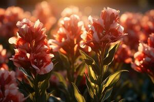 flor campo dentro luz solar Primavera ou verão jardim profissional publicidade fotografia ai gerado foto