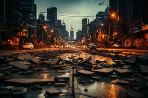 tremor de terra dentro a cidade causas danificar profissional publicidade fotografia ai generativo foto