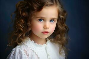 retrato do uma pequeno Princesa menina com uma certinho olha.ai generativo foto