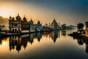a dourado têmpora, amritsar, Índia. gerado por IA foto