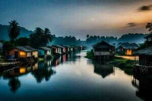 a Vila do Kampong Correia, tailândia. gerado por IA foto