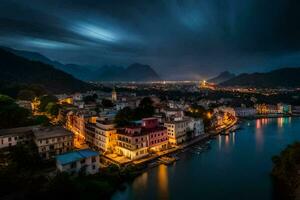 a cidade do pessoa às noite. gerado por IA foto