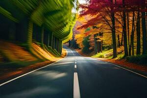 uma estrada dentro a cair. gerado por IA foto