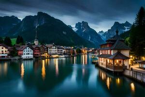 a Cidade do Altenburg dentro a Alpes, Suíça. gerado por IA foto