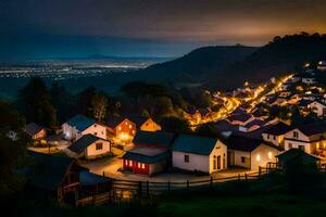 foto papel de parede a céu, noite, a Vila, a luzes, a luzes, a luzes,. gerado por IA