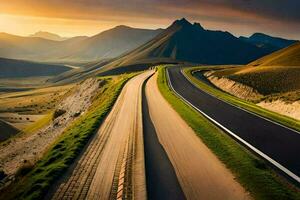 a estrada para a futuro. gerado por IA foto