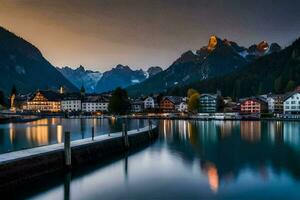 a Cidade do lago bor, Áustria. gerado por IA foto