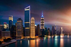 a cidade Horizonte às noite dentro China. gerado por IA foto