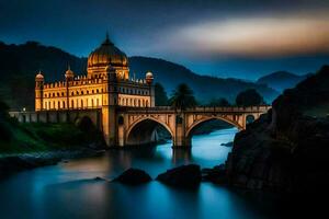 a lindo Palácio dentro Índia às noite. gerado por IA foto