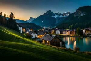 a Vila do alpensia, Suíça. gerado por IA foto