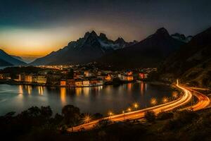 a cidade do lago di lama, Itália. gerado por IA foto