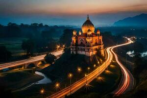 a cidade do Kolkata às crepúsculo. gerado por IA foto
