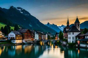a lindo Cidade do berna, Suíça. gerado por IA foto