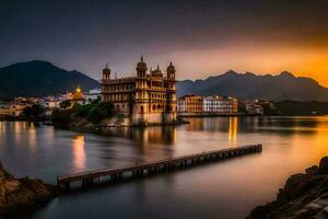 a cidade Palácio, udaipur, Índia. gerado por IA foto