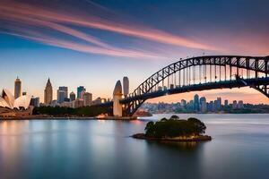 a Sydney Horizonte às pôr do sol. gerado por IA foto