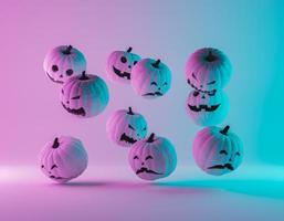 abóboras de halloween com iluminação gradiente de néon foto