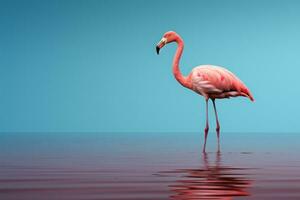 flamingo, extremo minimalismo, esvaziar espaço. generativo ai foto