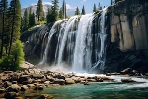 cascata dentro yosemite nacional parque ai generativo foto