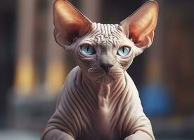 lindo foto sphynx gato conceito, contemporâneo natural e humor social fundo. generativo ai