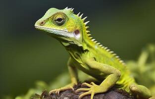 broncocela cristatella, Além disso conhecido Como a verde com crista lagarto. generativo ai foto