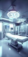 moderno equipamento dentro operativo sala. médico dispositivos para neurocirurgia. ai generativo foto