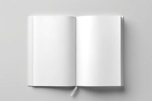 em branco aberto livro brincar, topo visualizar, isolado em branco fundo. generativo ai foto