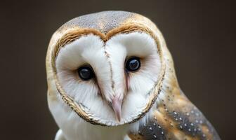 tyto alba cabeça, uma comum celeiro coruja. fechar acima. generativo ai foto