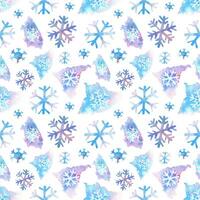 uma aguarela floco de neve padronizar com azul e roxa flocos de neve foto
