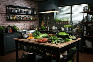 cozinha Como foto estúdio quarto com ferramenta e equipamento ai gerado