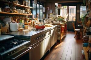 acolhedor tarde situação dentro a cozinha ai gerado foto