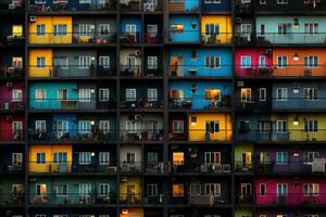 colori residencial construção fachada com varandas. generativo ai foto