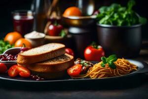 Comida às ou em algum lugar perto a hotel. gerado por IA foto