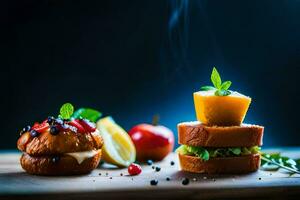 Comida em uma de madeira borda com fumaça chegando Fora do isto. gerado por IA foto