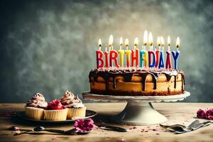 a melhor aniversário bolo Ideias para uma aniversário Festa. gerado por IA foto