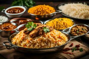 indiano Comida é uma popular escolha para muitos pessoas. gerado por IA foto