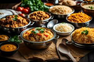 indiano Comida é uma popular escolha para muitos pessoas. gerado por IA foto